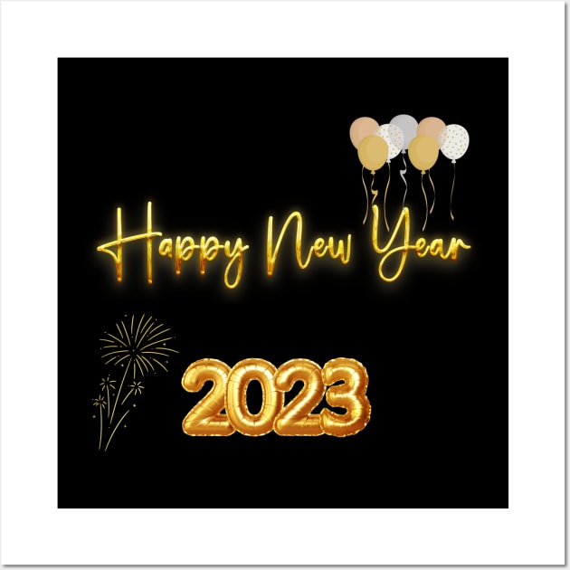 Happy New Year 2023 Party New Years Eve Holiday Wall Art by patsuda